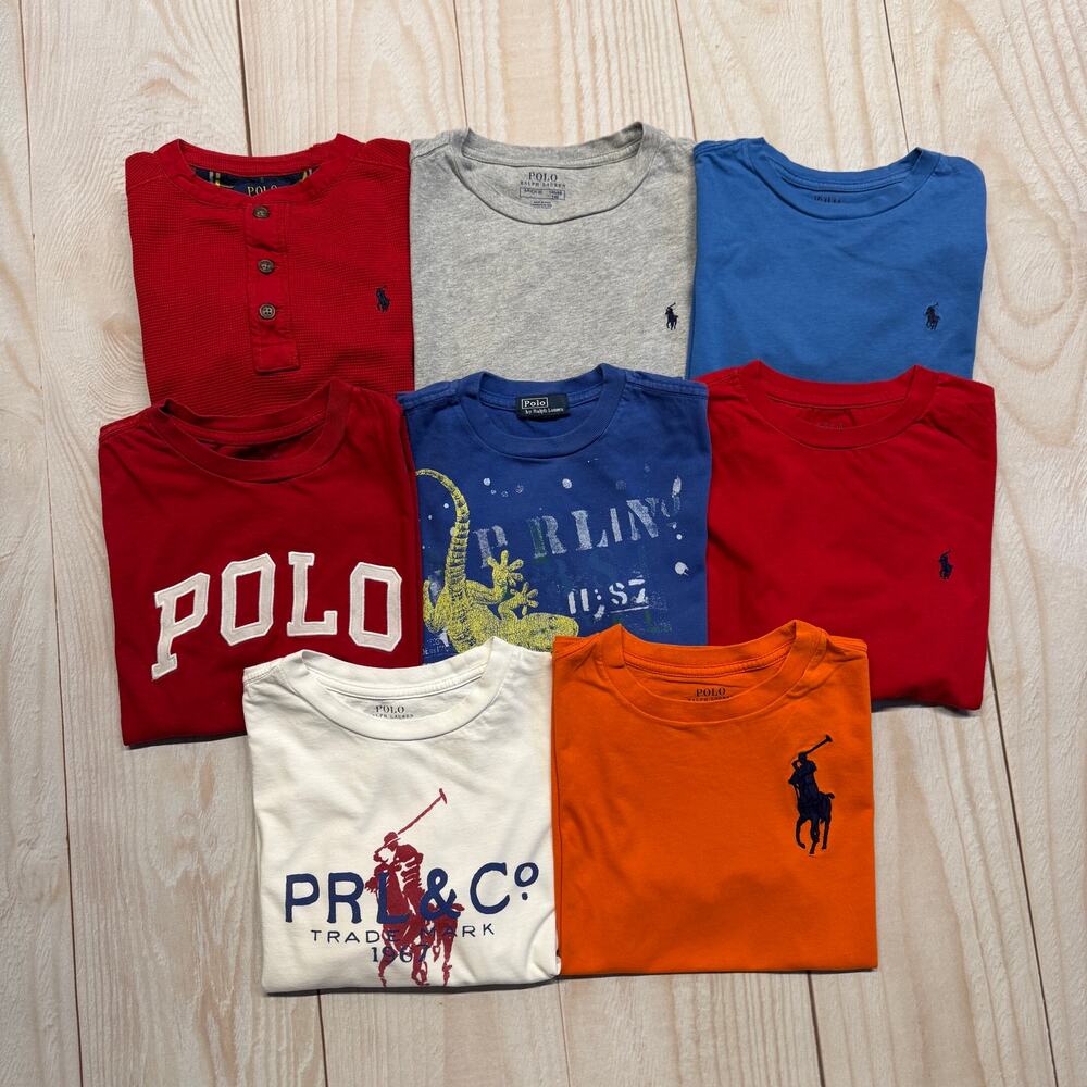 Lot of 8 Polo Ralph Lauren Boys Size Small (8) T-Shirt Long&Short Sleeve Summer